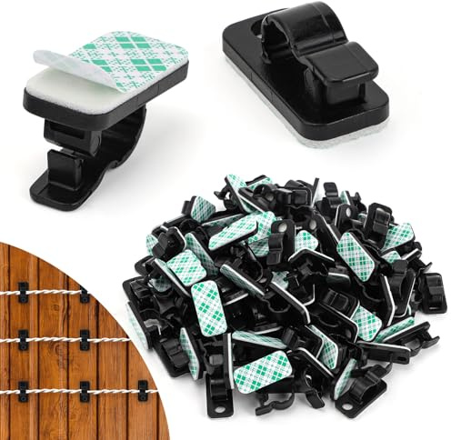 BREANIFULL 100 Pcs Outdoor String Light Clips Screw-in Hooks for Hanging String Lights Plants Indoor Gutter Clips for Outdoor Lights for Christmas, Festival,Patio, and Fence Decorations
