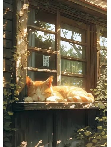 Puzzle 1500 Teile für Erwachsene, Cat Sunlight Pflanze 87x57cm Puzzle Erwachsene 1500 Teile Lernspiel Herausforderung Spielzeug, Geschicklichkeitsspiel für die ganze Familie