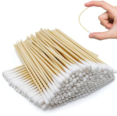 Bastoncillos de Algodón Largos de 15 cm, 300 Unidades, Con Mango de Madera, Perfectos para Higiene Personal, Belleza, y Limpieza de Equipos