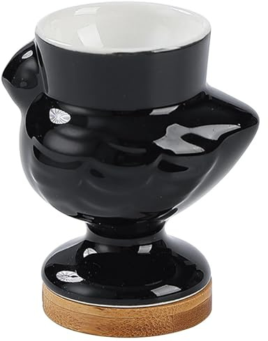 OPIGJUFD Coquetier Coquetier en céramique Forme de Poussin, Support for œuf Dur, récipient for Cuisine, Petit-déjeuner, Banquet, œufs(Black)