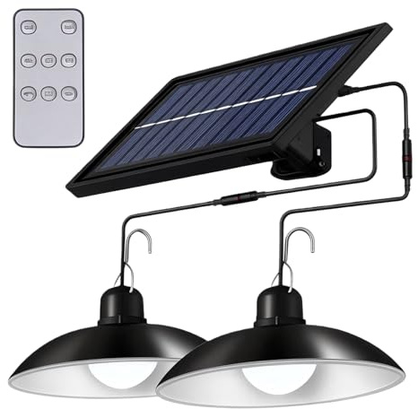 Solarlampen für Außen Hängend mit Fernbedienung, 50W LED Solar Hängelampen IP65 Wasserdichte, Solar Lampe Outdoor, Dimmbare/Zeitgesteuerte Solarlampen Pendelleuchte für Garten Pergola Garage