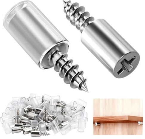 60 Pcs Kitchen Cupboard Shelf Pegs, 7mm Shelf Pins with Non-Slip Sleeves, sShelf Support Pins Self-Tapping Screws for Kitchen Bookcase Wardrobe Cabinet Dowel Pegs