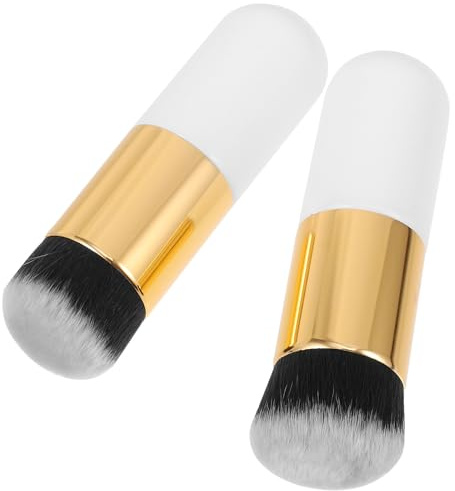 Cabilock Pennello Fondotinta 2 Pezzi per Donne in Fibra Artificiale e Plastico, Morbido sulla Pelle per Sfumare Trucco Liquido e Crema Viso
