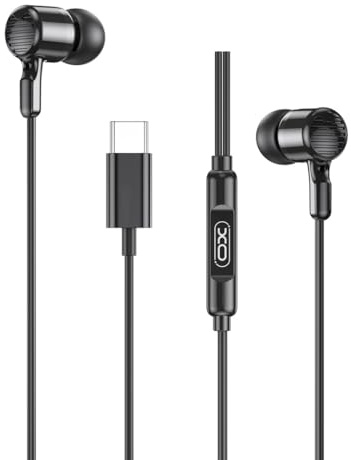 Écouteurs Intra-Auriculaires USB C - Compatibles avec Xiaomi Redmi Note 17 17T 15T 15a 15 14 14T 13 13T 12 12T 11T 11 10 Ultra Lite Pro 4G 5G Poco avec connecteur de câble - Noir
