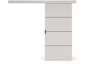 VIKK - Schiebetür Komplettset mit Tür - Schiebetüren - H 205cm, B 96cm - für Nischen, Flur, Abstellraum, Garderobe - Einseitig Bedienbar, Robustes Rollensystem - Modell: BUND - Schwarz