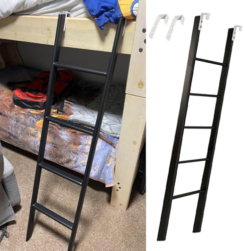 Scaletta Nera per Letto a Castello per Camper con 2 Ganci e poggiapiedi per accedere alla Zona Notte (160 cm/63 Pollici).