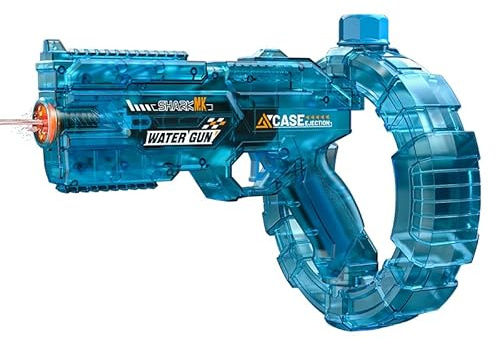 Wasserpistole Elektrisch,Wasserpistolen mit Coolen LED-Flamme, Automatische Sprühwasserpistole für Kinder & Erwachsene,Reichweite 8-10 M, Sommer Spielzeug,Schwimmbad, Strand, Party (b-Blue)