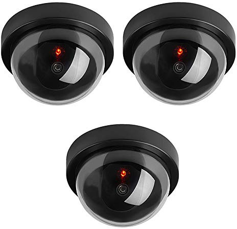 ELEAR™ 3 X schwarz Kuppel Outdoor Dummy Fake LED blinkt Überwachungskamera CCTV Überwachung Nachahmung Security Camera