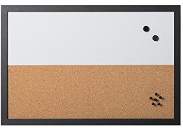 Bi-Office, Kombitafel Whiteboard und Memoboard Elemente, magnetisch, trocken abwischbar/ Kork, Schwarzer MDF-Rahmen, 60x40cm