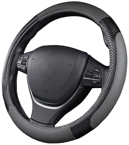 SFONIA Coprivolante per Auto Protezione Custodia Volante Cover in Pelle Artificiale Universale 37-38cm / 15 Antiscivolo Traspirante Durevole (Grigio)