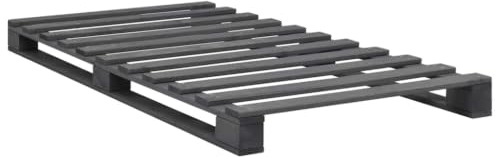 vidaXL Kiefernholz Massiv Palettenbett Palettenmöbel Massivholzbett Bett Holzbett Futonbett Bettgestell Bettrahmen Einzelbett 100x200cm Grau
