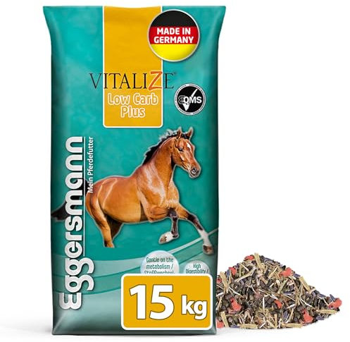 Eggersmann Mein Pferdefutter Vitalize Low Carb Plus 15 kg – Getreidefreies Pferdefutter – Für Pferde mit Stoffwechselproblemen geeignet – Mit essentiellen Aminosäuren, Vitaminen & Mineralstoffenv