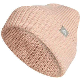 adidas Women's Fashioned Fold Beanie, Vapour Pink/Grey/Silver Metallic, One Size
