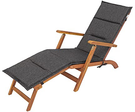 HOBBYGARDEN Sonnenliege & Liegestuhl Auflage – Outdoor Kissen für Gartenliege & Gartenmöbel | Komfort-Polster für Garten & Terrasse | 182x42x4 cm, Schwarz