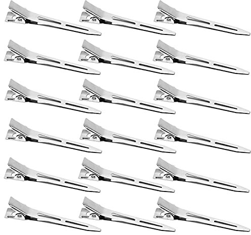 50 Stücke EnteBill Haarspangen, 2.2 Zoll Silber EnteBill Friseur Haarspangen Metallklemmen haarklemmen Friseur Stahl-Haarclips Alligator Curl haarklippse mit Löchern für Haarklammern Damen Mädchen
