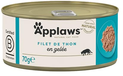 Scatolette di Cibo Umido per Gatti all'Filetto di Tonno in Gelatina di Applaws - Confezione da 24 lattine da 70 g