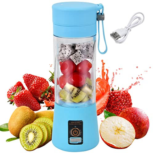 TIMESETL Portable Blender, Personal Blender Portable Juicer Cup Fruit Mixer USB Charger Mini Juice Blenders for Smoothies and Shakes,with 6 Power Blades Travel Blenders for Travel Gym Outdoor
