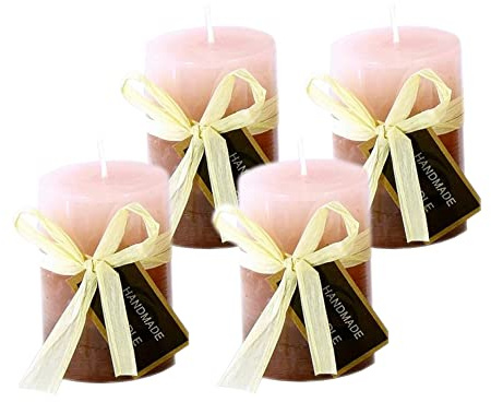 Stumpenkerze, durchgefärbt altrosa (4er Set) 7,5 x 5 cm - Kerze für Adventskranz, Kerzen