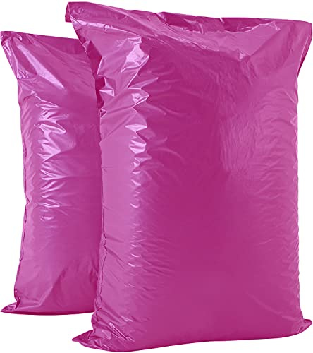 AKAR 22 x 30 Inch Mailing Bags – Strong Polythene Posting Mail Bags with Aluminium Adhesive Strip – 60 Microns – Easy Seal – XX-Large 56 x 76cm – For Non-Fragile Item (Pink, 5 Pack)