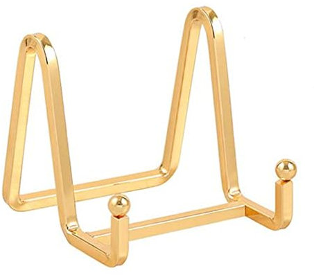 Plate Holder Easel Display Stand - 3 inch Metal Plate Stands for Display - Tabletop Picture Stand - Gold Iron Easels for Display Pictures | Photo Frames | Book | Decorative Plates | Plaque - 1 Pack