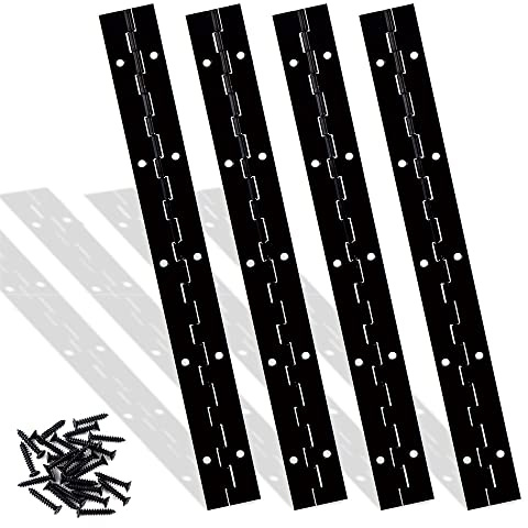 4PCS 30cm Black Piano Hinges 12 Continuous Hinges Stainless Steel 304 Long Cabinet Door Hinge for DIY Projects, Cabinet