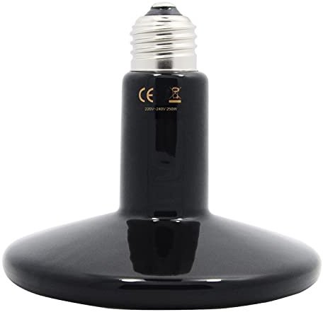 Arigoul Pet Ceramic Heat Lamp, 250w Pet Infrared Bulb Emitter Lamp No Harm No Light Heat Lamp Bulb for Pet Brooder Coop Chicken Lizard Turtle Snake Aquarium, E27 220-240V