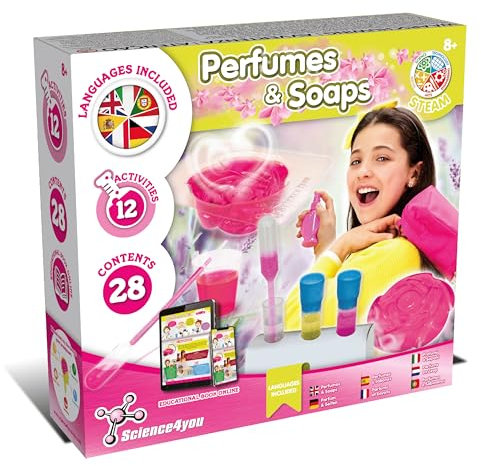Science4you Parfüms und Seifen - Parfüm und Seife Selber Machen für Kinder, Experimentierkasten und Chemiebaukasten + 12 Experimente für Kinder ab 8, Geschenk für Mädchen und Jungen 7 8 9+ Jahre