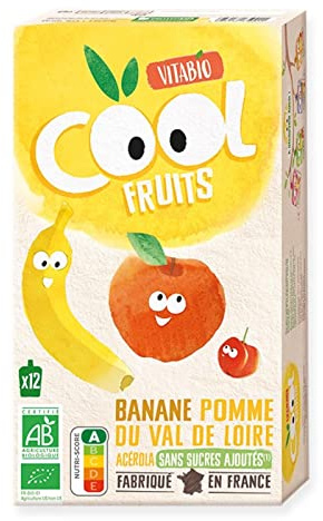 VITABIO - Gourdes Cool Fruits Pomme Banane Bio - 1080g - En-cas sain et pratique pour toute la famille - Lot De 3 - Vendu Par Lot