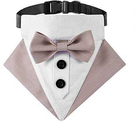 MiOYOOW Formelles Hunde Bandana Halsband, Verstellbares Smoking Hochzeits Bandana, Atmungsaktives Lätzchen, Dreieckiger Schal Mit Fliege D-Ring für Kleine Mittelgroße Hunde