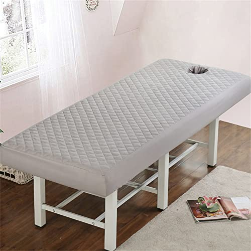 Highdi Bezug für Massageliege mit Loch, Waschbare Beauty Bettbezug Elastisches Massagetische Bezug Weiches Atmungsaktiv Massagebett für Spa, Schönheits- und Gesichtssalon (60x180cm,Grau)