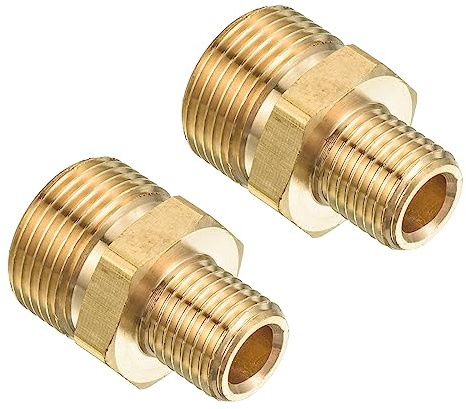 PATIKIL Pipe Fitting, 2 Pack M22 to M14 Male Thread Hex Extension Connector Adapter 1.26 Inch for Garden Water Pipe, Gold