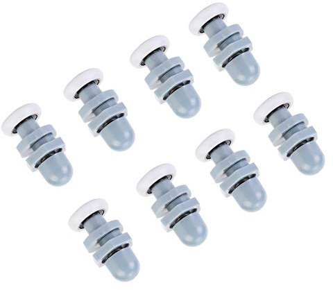 8pcs Shower Door Rollers, Shower Door Wheels, Plastic Shower Rollers for Curved Doors, Shower Door Runners Sliding Replacement for Bathroom Glass Door (20mm)
