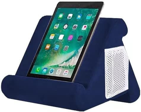 ROXANEPIG Multi-Angle bärbar triangel surfplatta kuddstativ för iPad, telefon, e-läsare, smartphones, soffa, digitala böcker och tidskrifter (marinblå)