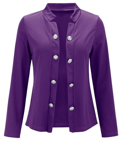 ACemt Cardigan pour femme - Court - Blazer court pour femme - Élégant - Manches longues - Col montant - Boutonnière - Col montant - Blazer à manches longues - Veste de blazer court tendance, lilas,