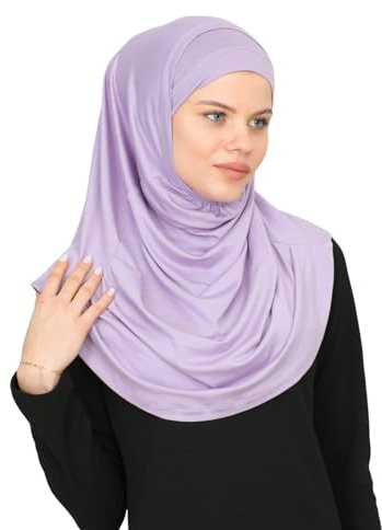 Prien Chic Hijab Pour Femme, Ensemble Foulard Musulmane, Long Turban Bonnet Musulman, Echarpe Voile, Vetement De Prière Pour Filles, Khimar Abaya (Lilas)
