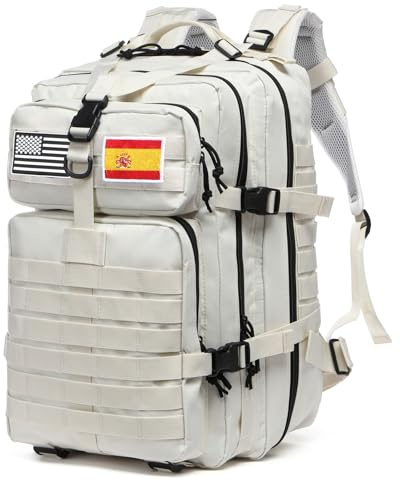 GUJOIN Taktischer Rucksack 50 Liter mit Molle-System - Großer wasserdichter Militärrucksack für 3-Tage-Notfälle, Jagd, Wandern und Camping - Rucksack für Outdoor-Aktivitäten, weiß, 50L