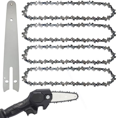 CoKeeSun 4 Pièces Chaîne de Tronçonneuse, 6 Chaînes Tronçonneuses avec Guide-Chaîne de 18,5cm, Pas de 1/4 Low-Profile, Epaisseur de Maillon 0,04 (1,1mm), 37 Maillons, pour Coupe du Bois, Elagage