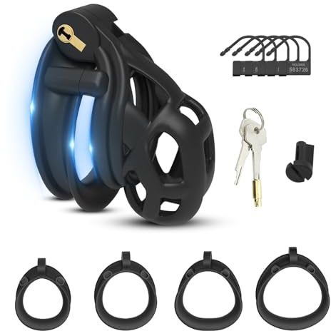 AMZII 6.0 Peniskäfig Sex Spielzeug,Keuschheitskäfig Herren Keuschheitsgürtel (M) | Chastity Cage Male mit 4 Arc Cockring & 6 Schloss,Sex Toyset Herren Penis Käfig Cock Cage BDSM Set Männer Sex Sexspielzeug