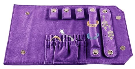 Fulenyi Reise-Schmuckrollen-Organizer, Schmuckaufbewahrungs-Rolltasche - Tragbarer Ohrring-Organizer - Schmuckhalter-Beutel, Schmuck-Organizer, Schmuckrolle für Halsketten, Ohrringe, Ringe, Armbänder