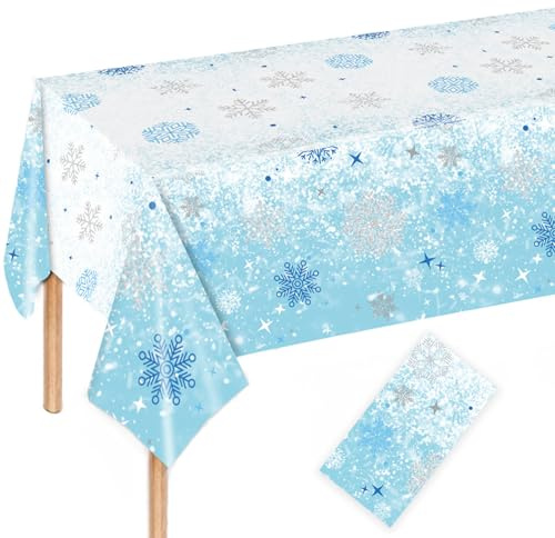 Schneeflocken Tischdecke - Wasserdicht, 137x274cm, Plastik, für Weihnachten, Winter, Mädchen, Party, Frozen, Geburtstagsdeko