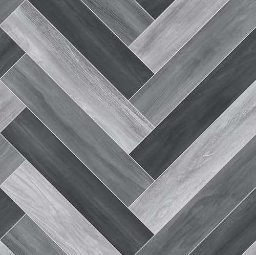 Generic Lino Vinyl Flooring Anti Slip Grey Dark Chevron Effect 2mm Thick Cushioned Vinyl 3m x 3.5m