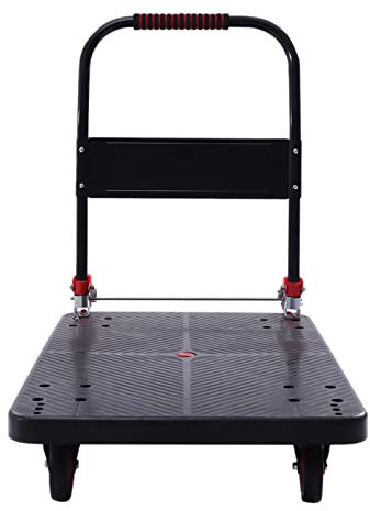Chariot de transport avec poignée - Chariot de transport pliable à une main - Chariot à plateforme - Chariot à roulettes - Freins - Pliable - Chariot de transport - Pneus à air