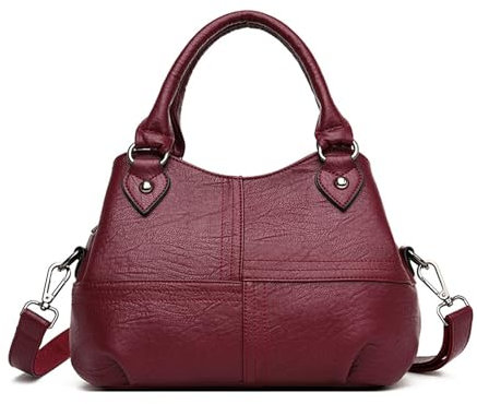 BUKESIYI Mujer Bolsos Bandolera Vestir Casual Bolsos de Mano PU Cuero Piel Convertible ES77358 Burdeos