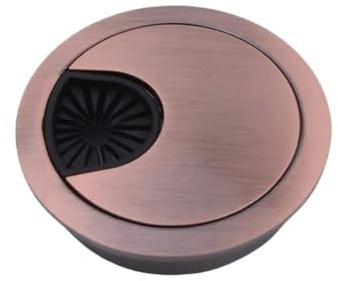 2PCS 50/53/60mm Zinc Alloy Wire Hole Cover Outlet Port Table Computer PC Desk Round Cable Grommet Line Holder Decorative Cover(Red Brass,Pink_60MM)