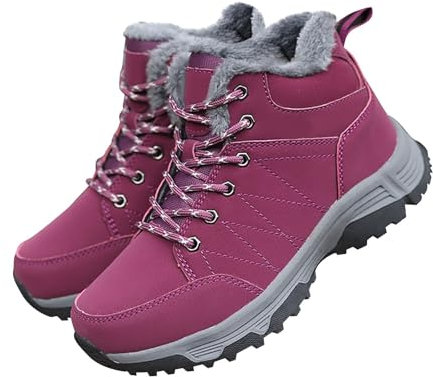 SAUTRV Bequeme Winterschuhe aus Baumwolle, rutschfeste Stiefel für Damen, Stiefel, Waetpoof Damen-Winterschuhe, Größe 43, rot, 39.5 EU