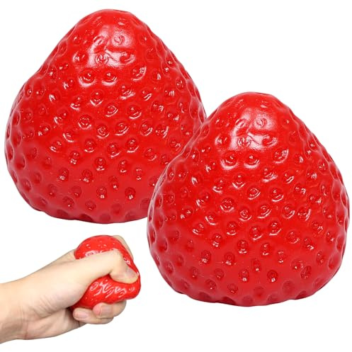 Booaee Simulation Erdbeer-Squeeze Spielzeug,Anti Stress Squishy Toy Erdbeer-Stressball Quetschspielzeug Squishy Toy Kinder Erwachsene zum Stressabbau Entspannendes Sensorisches Geburtstagsgeschenke