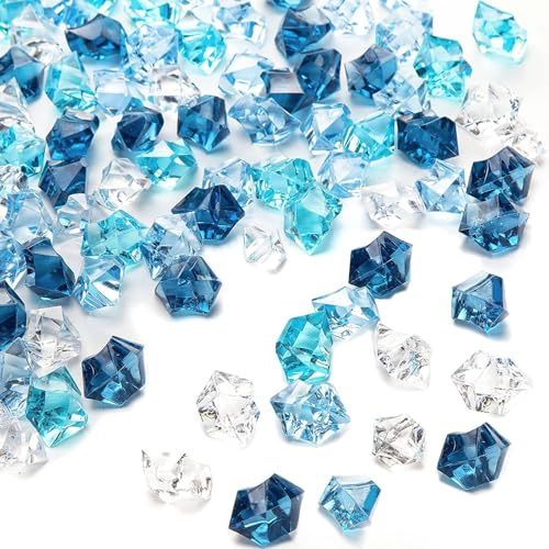 Catelves Pack of 100 Decorative Stones Blue, Glass Nuggets Blue, Glass Stones Decoration, Acrylic Diamonds Children, Glass Stones Colourful, Diamonds Decoration, Muggle Stones Colourful Children, for