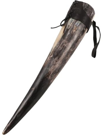 HOOTNEE Tasse En Corne Viking Décorative Corne à Boire Artisanale 28-30 Cm Fourreau Tasse à Vin Et Vintage Pour Décoration D'intérieur