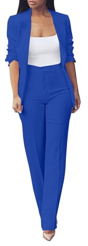 Vestito Cerimonia Donna Taglie Forti Set Due Pezzi Eleganti Manica Lunga Tailleur Da Lavoro Casual Oversize Complete Ufficio Giacche E Pantalone Completo Da Cerimonia Comoda Per Matrimoni E Feste
