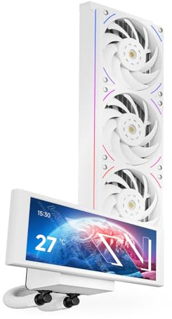 TR-Thermalright Trofeo Vision 360 ARGB White Liquid CPU Cooler,6.86’’ IPS LCD Screen with 1280x480 Resolution-Magnetic,360mm Radiator,for AM5,LGA1851/1700